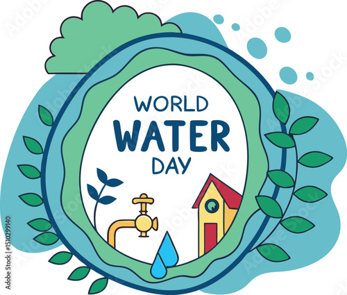 World water day celebration illustration design
