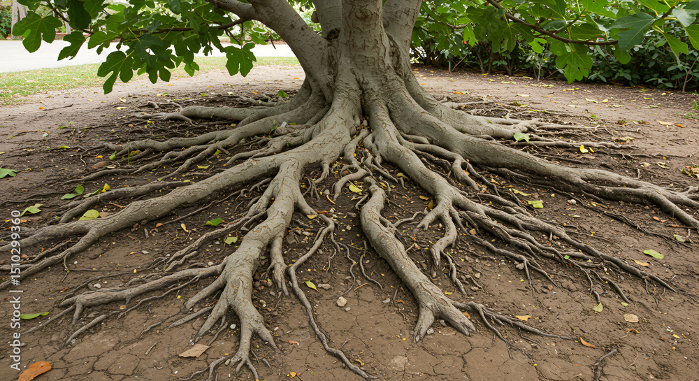 Fototapeta premium Fig Tree Roots Affected by Poor Water Management