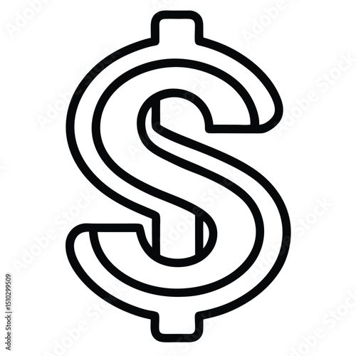 Bold outline dollar sign currency symbol money finance