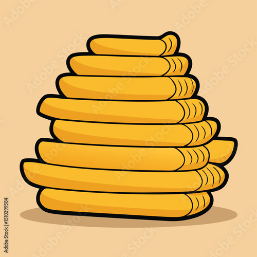 Stack of perfectly cooked penne pasta with fork