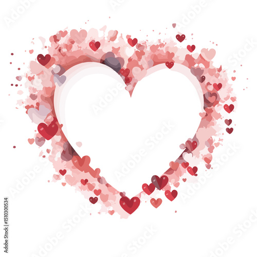 Elegant Romantic Frame with Hearts Vector for Valentine's Day Cards and Wedding Invitations