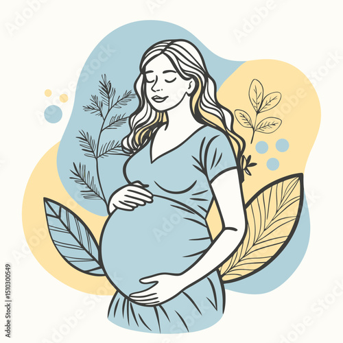 Beautiful pregnant women. Hand drawn style vector design, pregnant women 