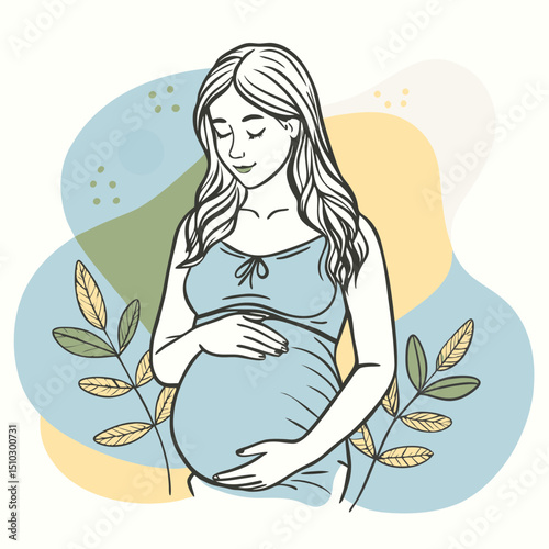 Beautiful pregnant women. Hand drawn style vector design, pregnant women 