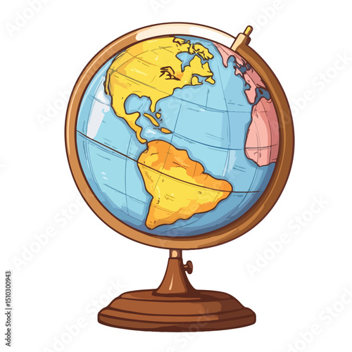 Educational Globe Map Atlas Study Element Vector Illustration for Learning Institutions