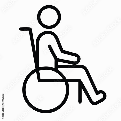 disabled person with wheelchair Silhouette with white background