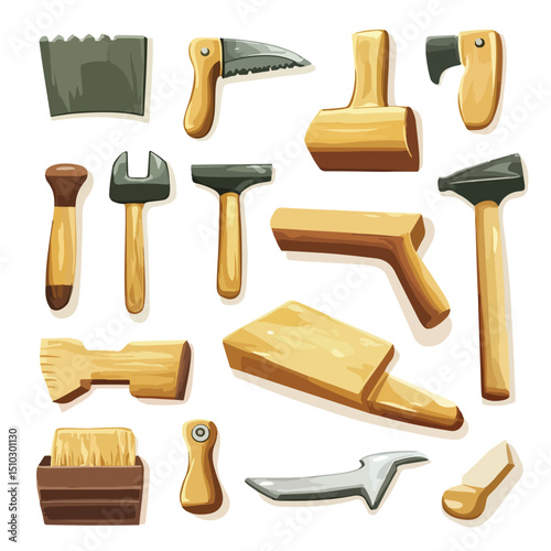 Professional Set of Construction Tools Vector Illustration in Isolated Background for Industrial and DIY Projects