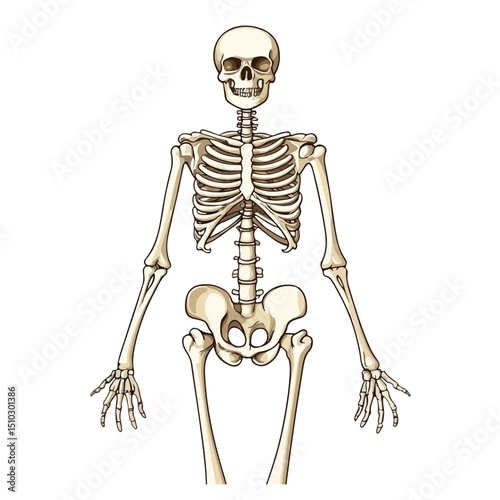 Detailed Human Skeleton Bones Medical Vector Illustration for Educational Resources
