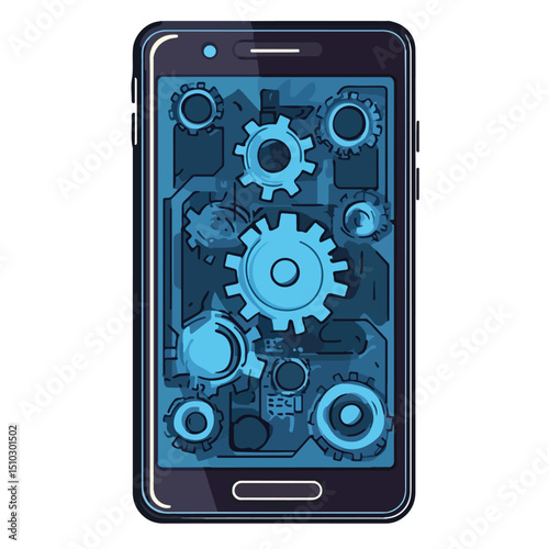 Professional Vector Illustration of Smartphone Electronic with Gears Settings