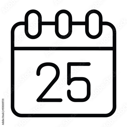 Calendar icon twenty fifth day date reminder appointment schedule