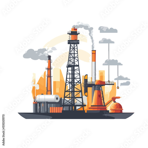 Detailed Oil Industry Concept Vector Illustration for Professional Presentations
