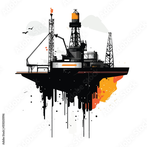 Professional Oil Industry Design Vector Illustration Isolated with Diverse Equipment and Tools for Industrial Presentations and Infographics