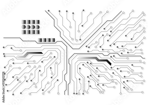 Motherboard pattern of computer circuit board, vector seamless background. Engineering electronic motherboard. Wave flow , vector illustration 