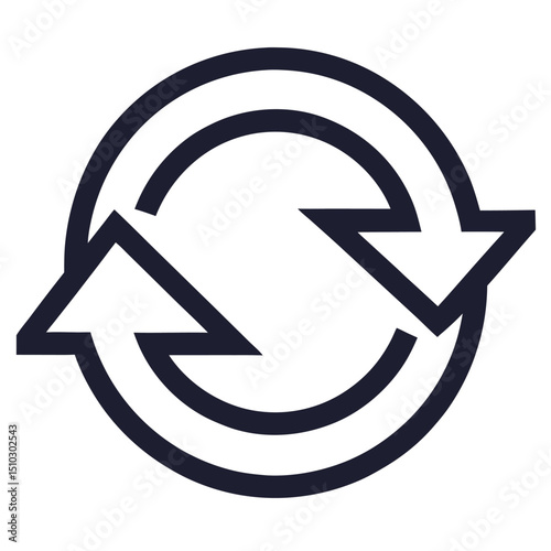 Circular arrows recycling renewal continuous loop icon symbol