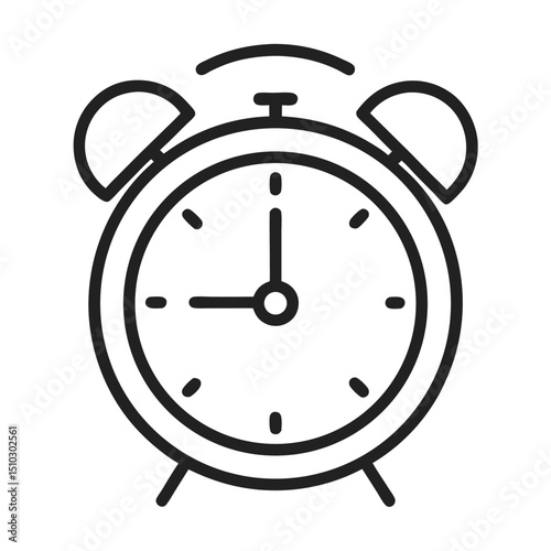 Classic alarm clock line art icon time management wake up