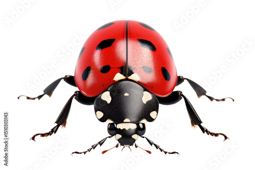 Magnificent Ladybug: Close-Up View of a Seven-Spotted Ladybug isolated on transparent background png photo