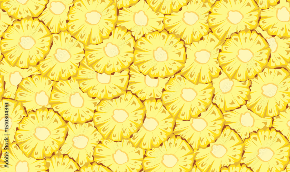 Fototapeta premium Seamless pattern of pineapple slices. Vector design for packaging, cover, banner and textile.