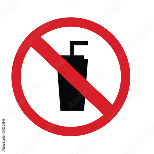 No Drinks Prohibited: A stark prohibition sign clearly indicates a 'no drinks' rule, its circular red frame and crossed-out drink symbol conveying a clear message against beverages