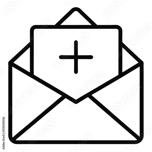Add new email message envelope plus sign icon