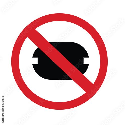 No Food Allowed: An illustration of a universally recognizable red circle with a diagonal slash over a graphic representation of a forbidden item.