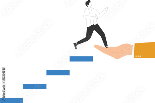 Businessman start climbing stair for successful career