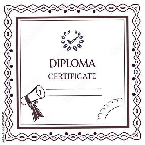 Elegant diploma certificate design with decorative border and space for personalization on white background