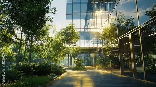 Eco-Friendly Glass Office Featuring Sustainable Building Design