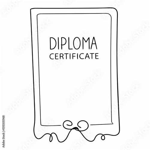 Elegant hand drawn diploma certificate template outline with transparent background suitable for numerous design projects