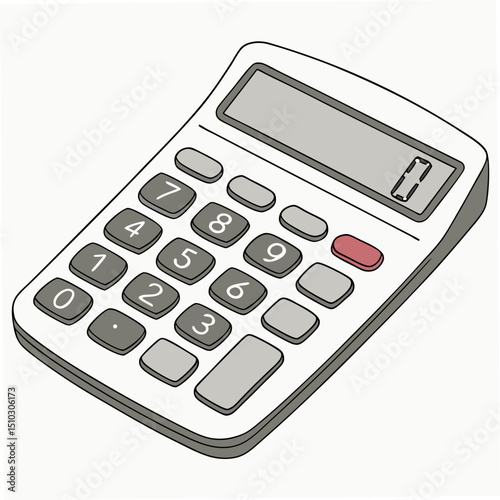Hand drawn illustration of a calculator with numbers suitable for business finance and mathematical concepts