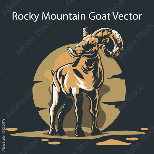 Rocky Mountain Goat Vector Illustration Template