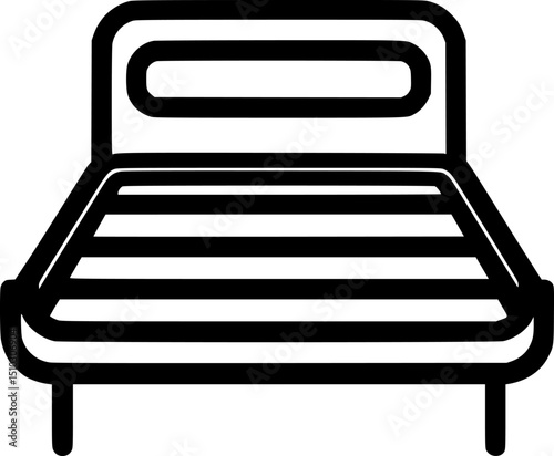 A bed outline with headboard frame slats and legs Simple and minimalist