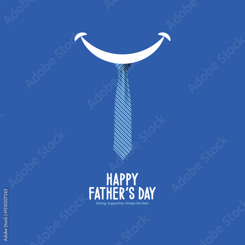 Father's Day love fun joy theme tie and happy symbol logo mnemonic typo Social Media Creative concept idea post web banner poster template greetings card art design 