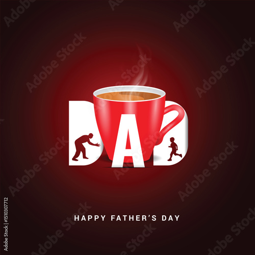 Happy Father's Day A heartwarming tribute with coffee and family, Father's Day logo mnemonic typo Social Media Creative concept idea post web banner poster template greetings card art design 