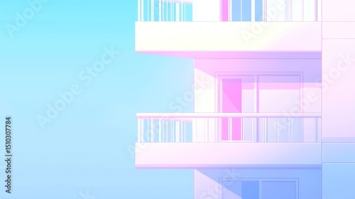 Chibi Character Overlooking Retro Anime City, High-Rise Balcony View, Warm Light from Windows, Calm Blue Evening, Minimalist Atmosphere, Inviting Urban Scene