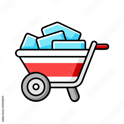 Shopping cart with ice blocks—cold storage or logistics.