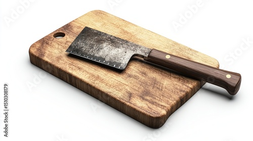 Wallpaper Mural Rustic butcher knife on light wooden cutting board Torontodigital.ca