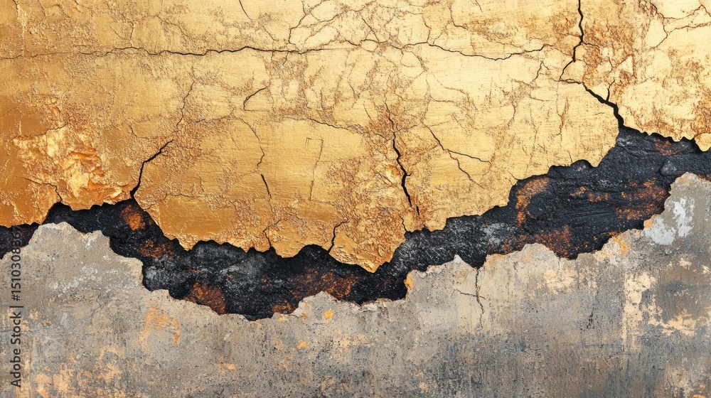 Obraz premium Gold-cracked wall texture