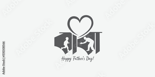 Father's Day Bangla logo mnemonic typo love between son and dad Social Media Creative concept idea post web banner poster template greetings card art design 