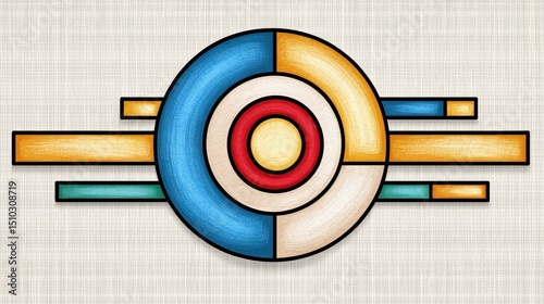Abstract Geometric Concentric Circles Artwork with Textured Background
