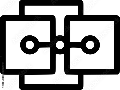 Black squares interconnected by circles forming a geometric minimalist design