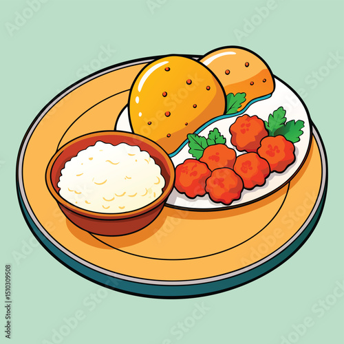 Chicken tikka masala with basmati rice and naan bread
