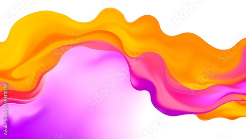 Abstract fluid ink shapes in vector style, morphing from orange to purple with layered blend modes and soft grain texture, centered fade-out for text