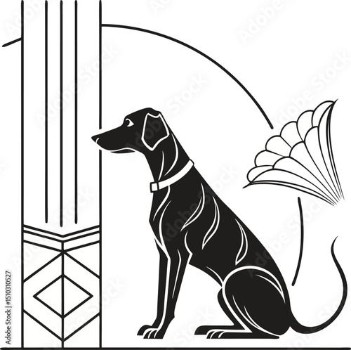 Black Labrador Metal Art Silhouette - Sitting Dog Design