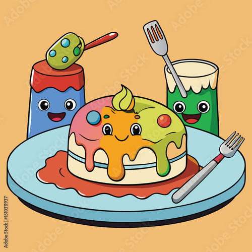 Creative edible paint used to decorate a plate or food item, adding artistic flair.