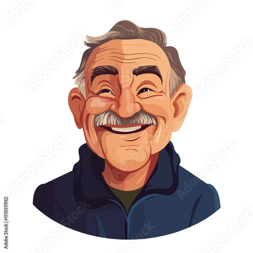 Portrait of Smiling Elderly Man - Vector Illustration for Designs