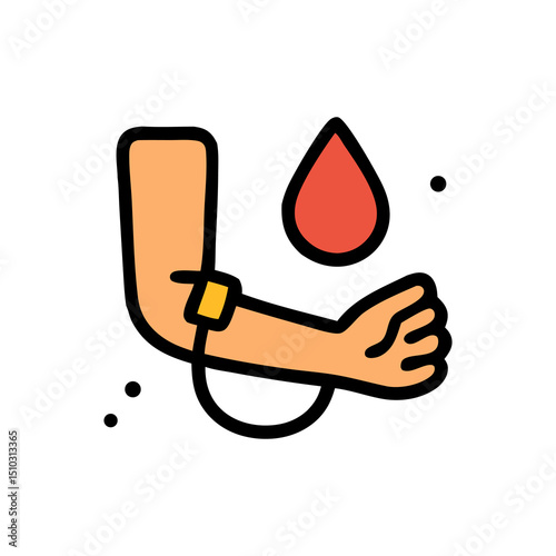 Blood donation icon featuring a falling drop of blood. Ideal for medical websites, healthcare brochures, and charity organizations promoting blood drives.