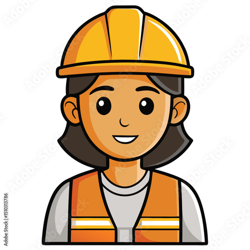 Strong female construction worker wearing a hard hat and safety vest, building the future.
