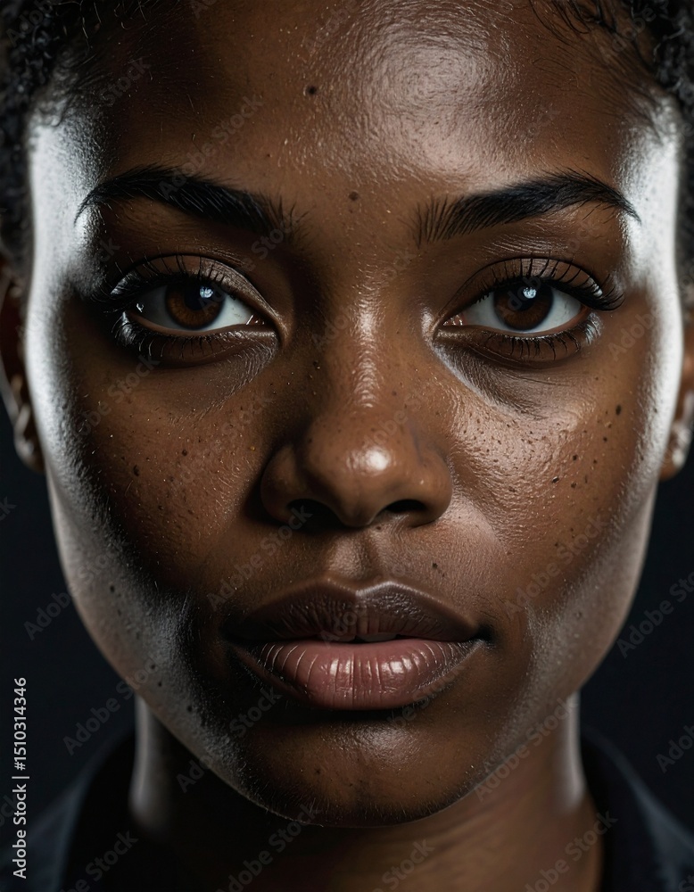 Close-up portrait of a woman's face. Realistic skin texture, natural lighting, sharpness, detailed eyes, natural skin imperfections. Close-up portrait of a woman's face. Realistic skin texture, natural lighting, sharpness, detailed eyes, natural skin imperfections.