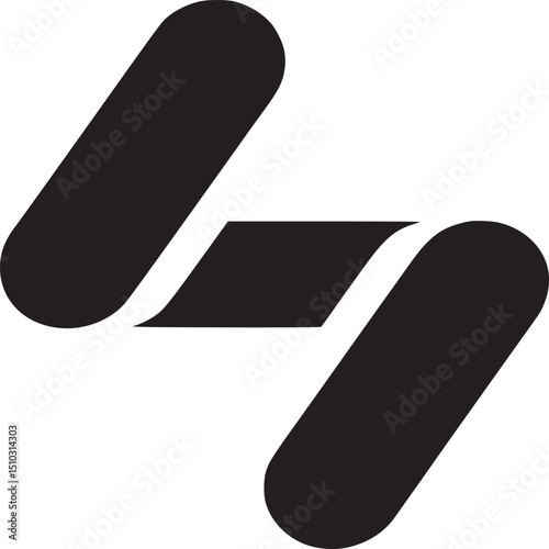 Abstract black and white logo design with geometric shapes and curves