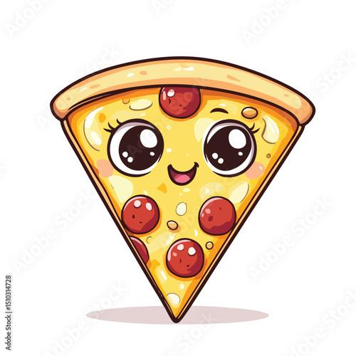 Charming Cartoon Italian Food Pizza Vector Illustration for Culinary Designs