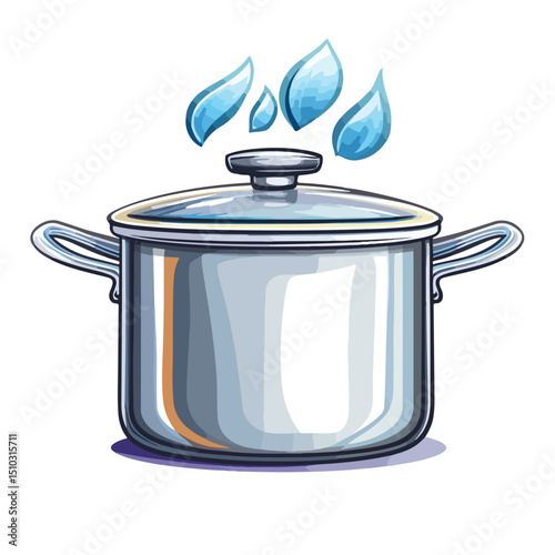 Metallic Pot Icon for Boiling Water Vector Illustration for Professional Projects